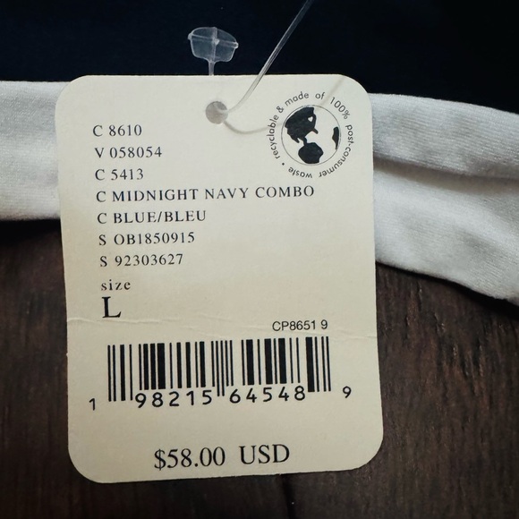 Free People Movement Heart to Heart Block Cami Midnight Navy/White SZ Large NWT - Picture 6 of 8